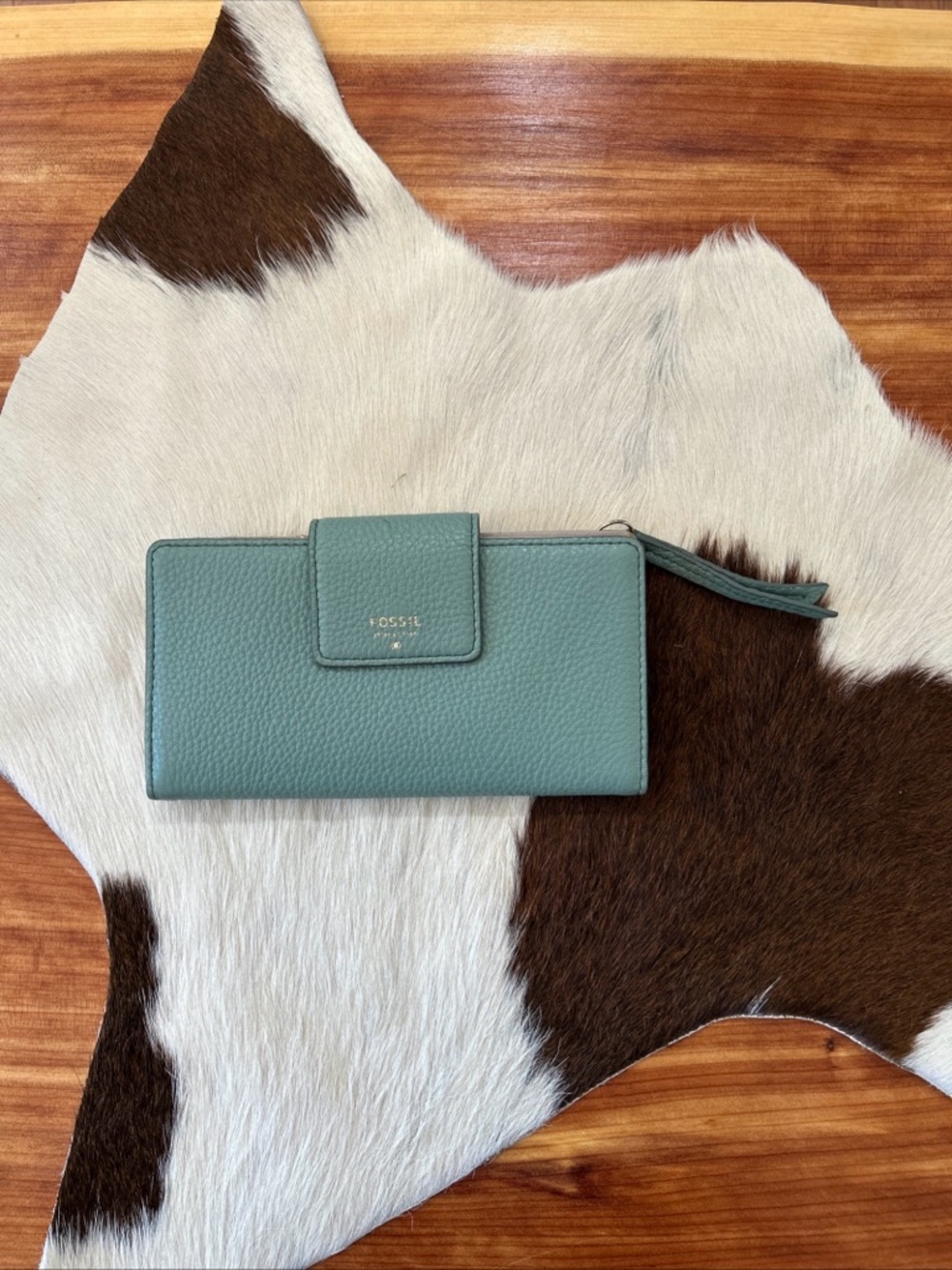 Fossil Wallet Snap Closure Pebble Leather Light Blue
